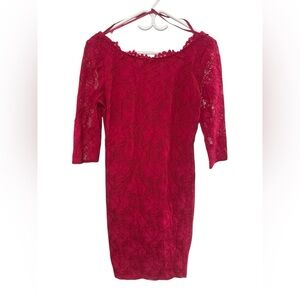 Le Chateau Elegant Red Lace Dress